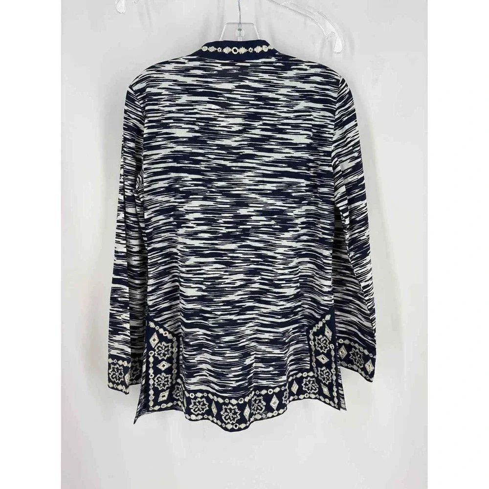 Size 8 Tory Burch Navy Print Shirt